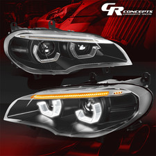 LED Projector Sequential Headlights Black/Clear for 2007-2010 BMW X5 With AFS