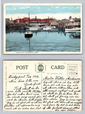 Bridgeport, CT-Connecticut Waterfront with Boats Scene PC c1916 Vintage Postcard
