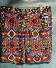 Robert Graham Men's Size 36 Swim Trunks, Geometric, Skulls