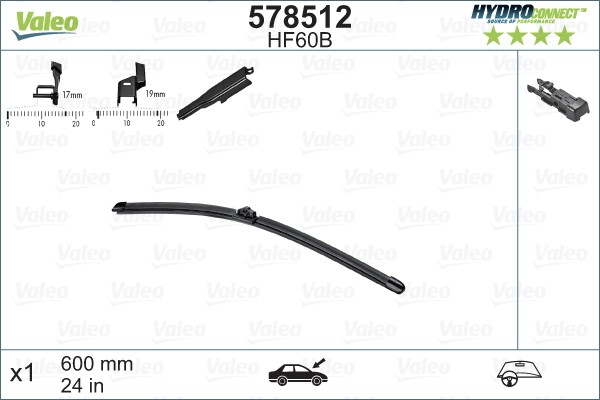 VALEO-OE 578512-OE Wiper Blade for CITROËN,FORD,MERCEDES-BENZ,OPEL,PEUGEOT,VAUXH