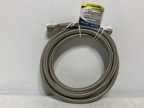 Proflo PFX146207 Icemaker Hose 1/4" Comp x 84" Stainless Steel - Picture 1 of 5