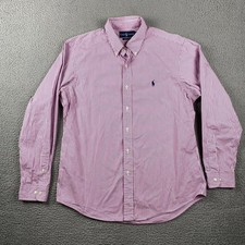 VTG Ralph Lauren Custom Fit Button Down Shirt Men's 16.5 34 35 XL Purple Striped