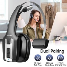 Mpow Trucker Bluetooth 5.3 Wireless Headset Noise Cancelling Mic For Phones PC