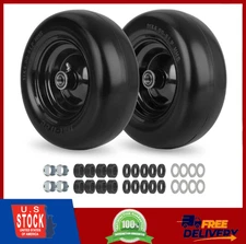 11x4.00-5” Flat Free Lawn Mower Tire and Wheel w Bearing Bore 3/4" or 5/8",2pack