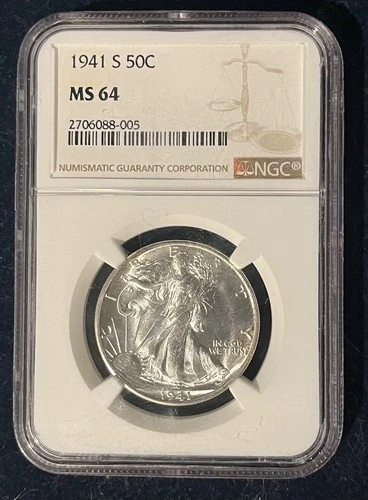 1941-S Walking Liberty Half Dollar - MS64 - NGC Graded