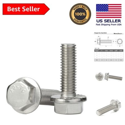 M10-1.5 Threaded Stainless Steel Hex Flange Screws - 10 Count for Versatile Use