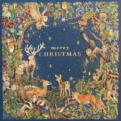 Art File ~ Luxury Christmas Card, Embossed & Foiled ~ Forest Friends ~ SINGLE