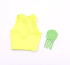 Vintage Barbie & The Rockers Dancing Diva 80s Neon Yellow Tank Top & Comb #3159