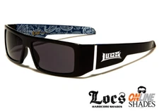 LOCS Authentic Gangster Cholo Flat Top Black Sunglasses Crip BLUE BANDANA Shades
