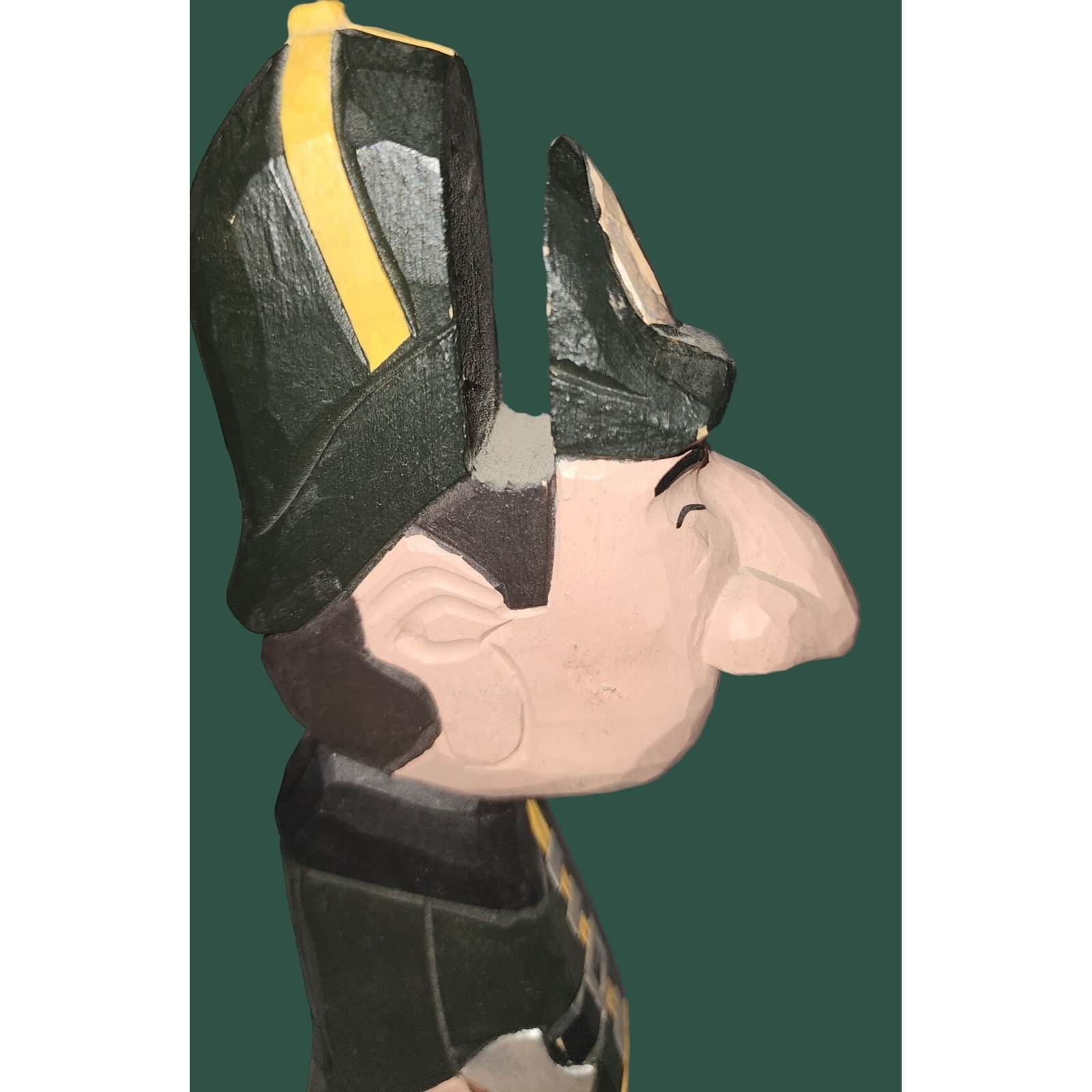 Hand-Carved Wooden Firefighter Figurine Peepers Holds Glasses Kitsch Unique Gift