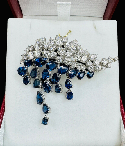 H Stern Saphir Diamant 18k Weißgold Brosche