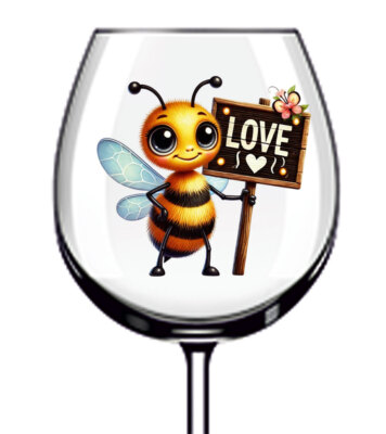 12x Valentinstag Cartoon Honigbiene Vinyl Aufkleber Abziehbild Becher Weinglas Auto