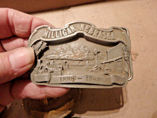 9P-vintage BRASS belt buckle-MILLIGAN, Nebraska- 1888-1988  239 of 250