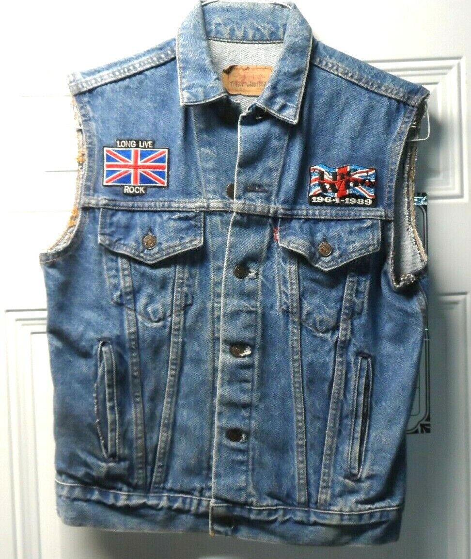 LEVI DENIM JACKET VINTAGE ROCK AND ROLL LED ZEPPLIN SIZE 38R LEVI DENIM JACKET VINTAGE ROCK AND ROLL LED ZEPPLIN SIZE 38R