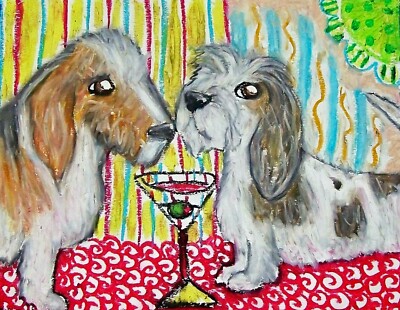 Petit Basset Griffon Vendeen Drinking Martini Pop Art Print 8x10 Dog Collectible