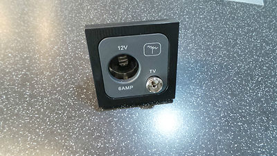 WOHNWAGEN WOHNMOBIL C-LINE/CBE 12V STECKDOSE & TV STECKDOSE & GLANZ SCHWARZ ABDECKPLATTE