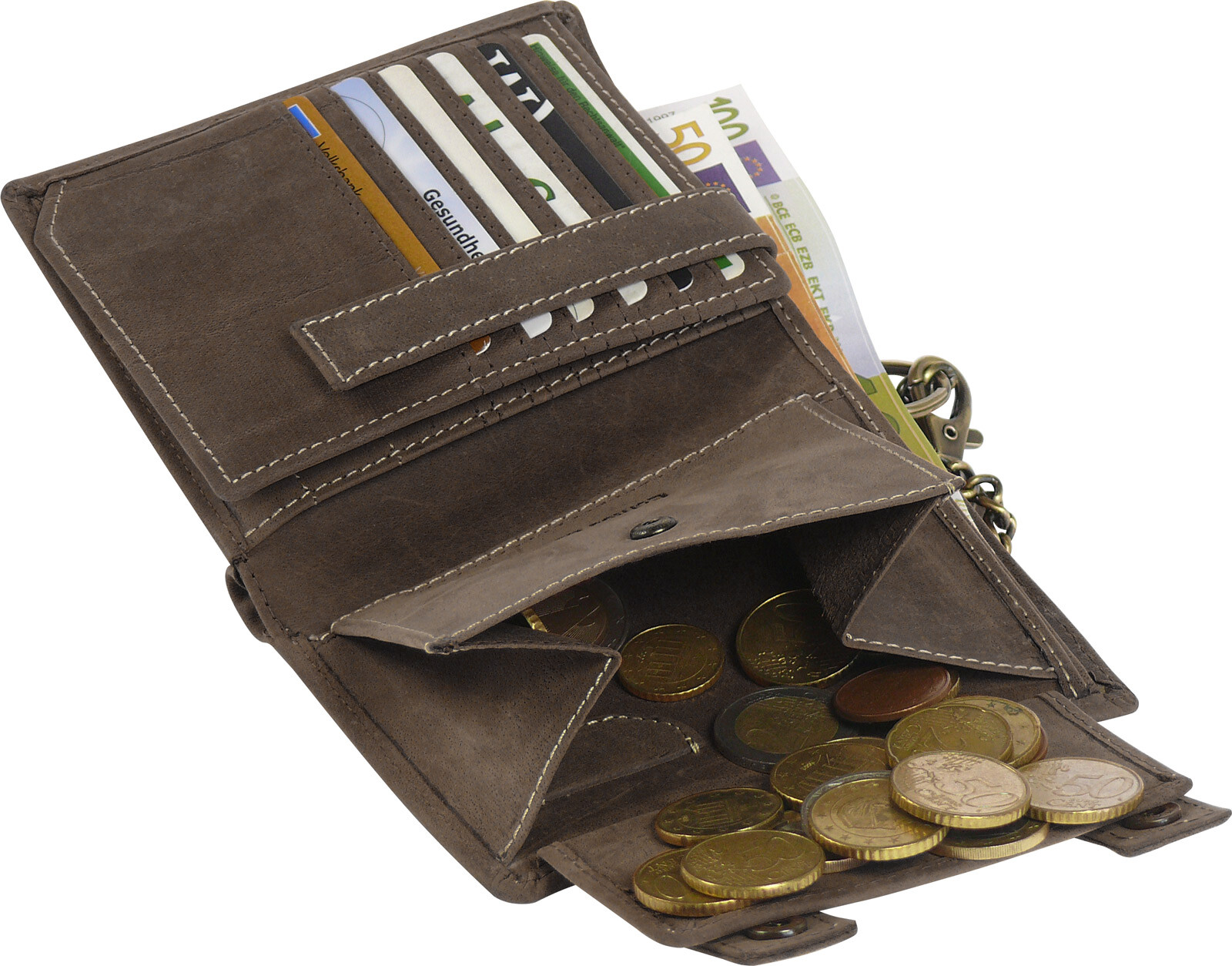 Geldbörse hochwertiges Vintage Leder RFID mit Kette Uni Geldbeutel Portemonnaie