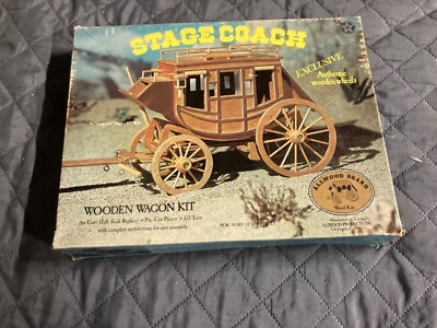 Vintage 1977 Allwood Brand Stage Coach Wooden Wagon Model Kit 1:16 ...