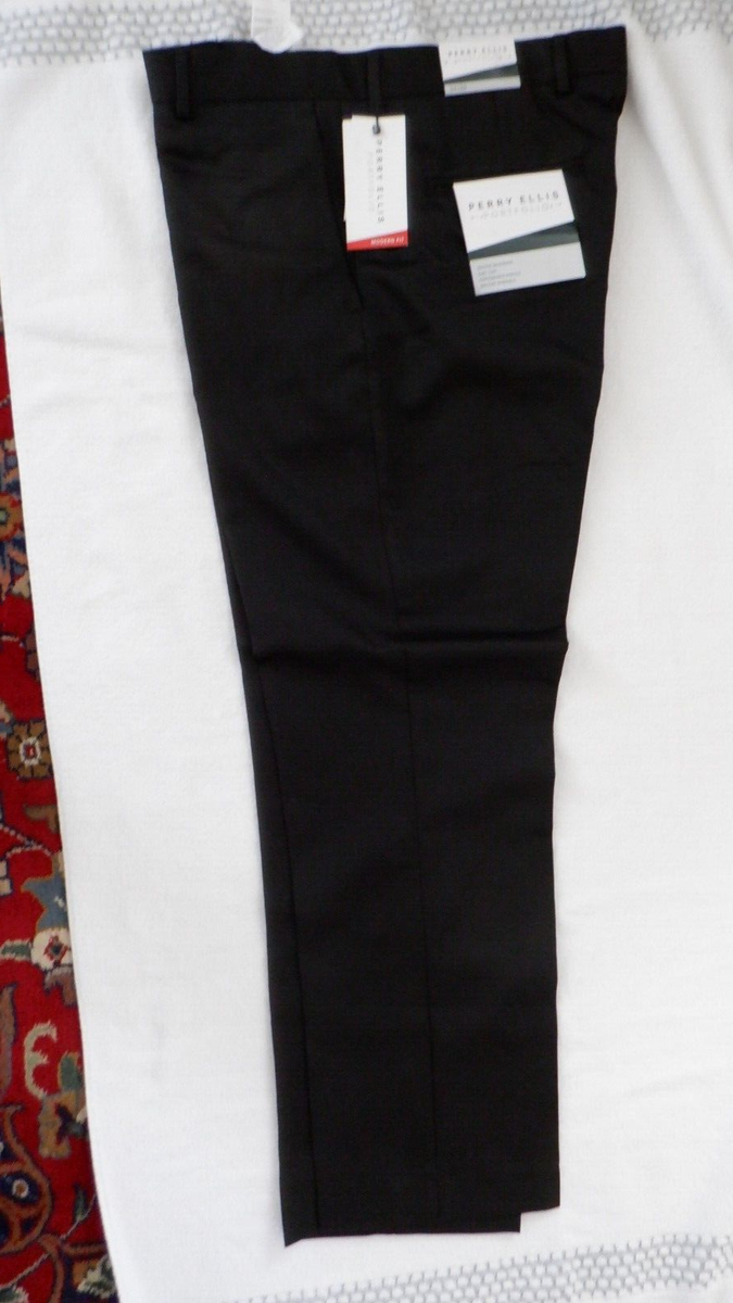 PANTS MENS PERRY ELLIS PORTFOLIO SLIM DRESS SLACKS BLACK 34X30 | eBay