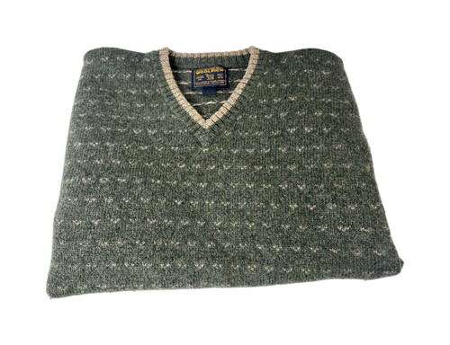 Woolrich Loden Sweater Mens Large Green V Neck Wool Blend Long Sleeve 9411