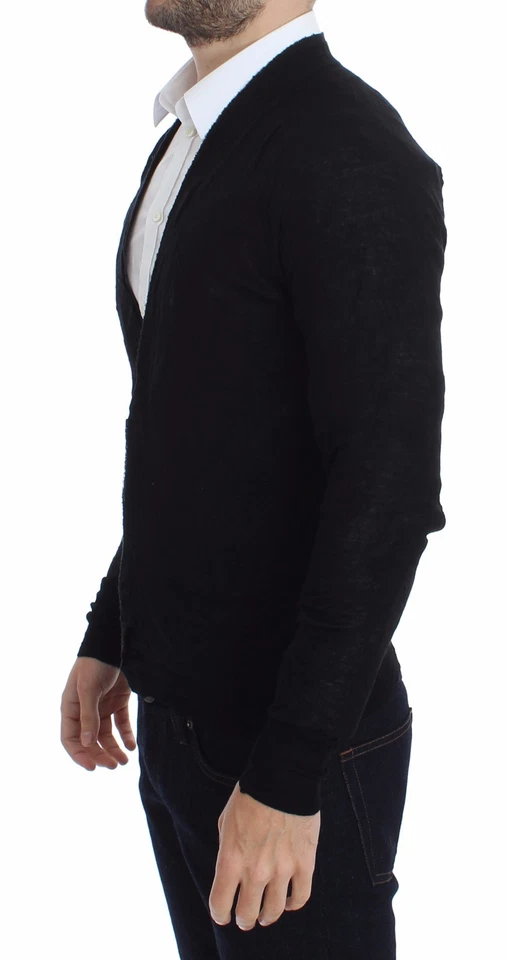 COSTUME NATIONAL HOMME Black Fine Wool Button Cardigan Sweater s. S RRP $400  - Image 2 of 4
