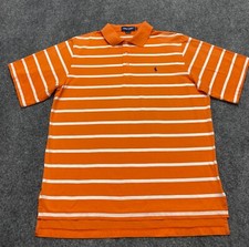 Polo Golf Ralph Lauren Men's Shirt L Pony Stripped Orange White Short Sleeve