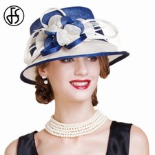 Sinamay Wedding Hat For Women Linen Kentucky Derby Hat Elegant Church Flower