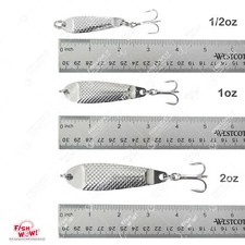 Fish WOW!® 1/2oz 1oz 2oz Casting Jigs Hammered spoon Lures Silver Fishing Spoons