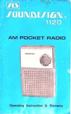 Soundesign 1120 AM Pocket Radio Instruction Manual 