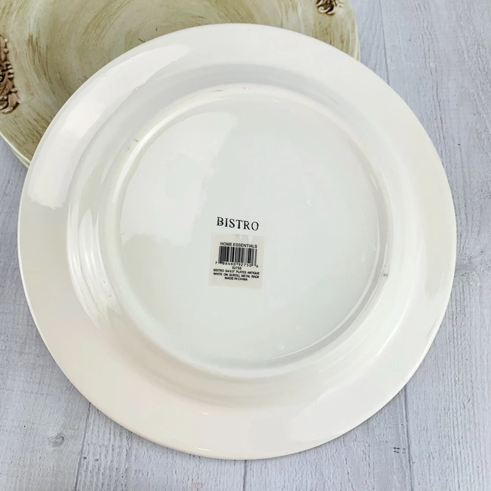 Juego de 4 platos de almuerzo con pergamino blanco antiguo de gres BISTRO Home Essentials Foto 4 de 4
