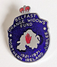 Belfast Orange Widows Fund Diamond Jubilee Vintage Enamel Pin badge 1921-1971