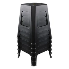 Idotry 6-Pack Plastic Stacking Stools Commercial Furniture for Home Office Black