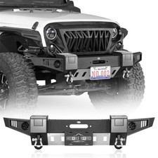 Front Bumper Reinforcements W Winch Plate Light For 07-18 Jeep Wrangler Jk