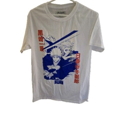 Anime Bleach White T-shirt Ichigo And Hitsugaya Graphic T Size Small