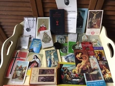 25 VINTAGE RELIGIOUS ITEMS PICTURES NOVENAS POSTCARD MEDALS PRAYER CARDS AUDIO 