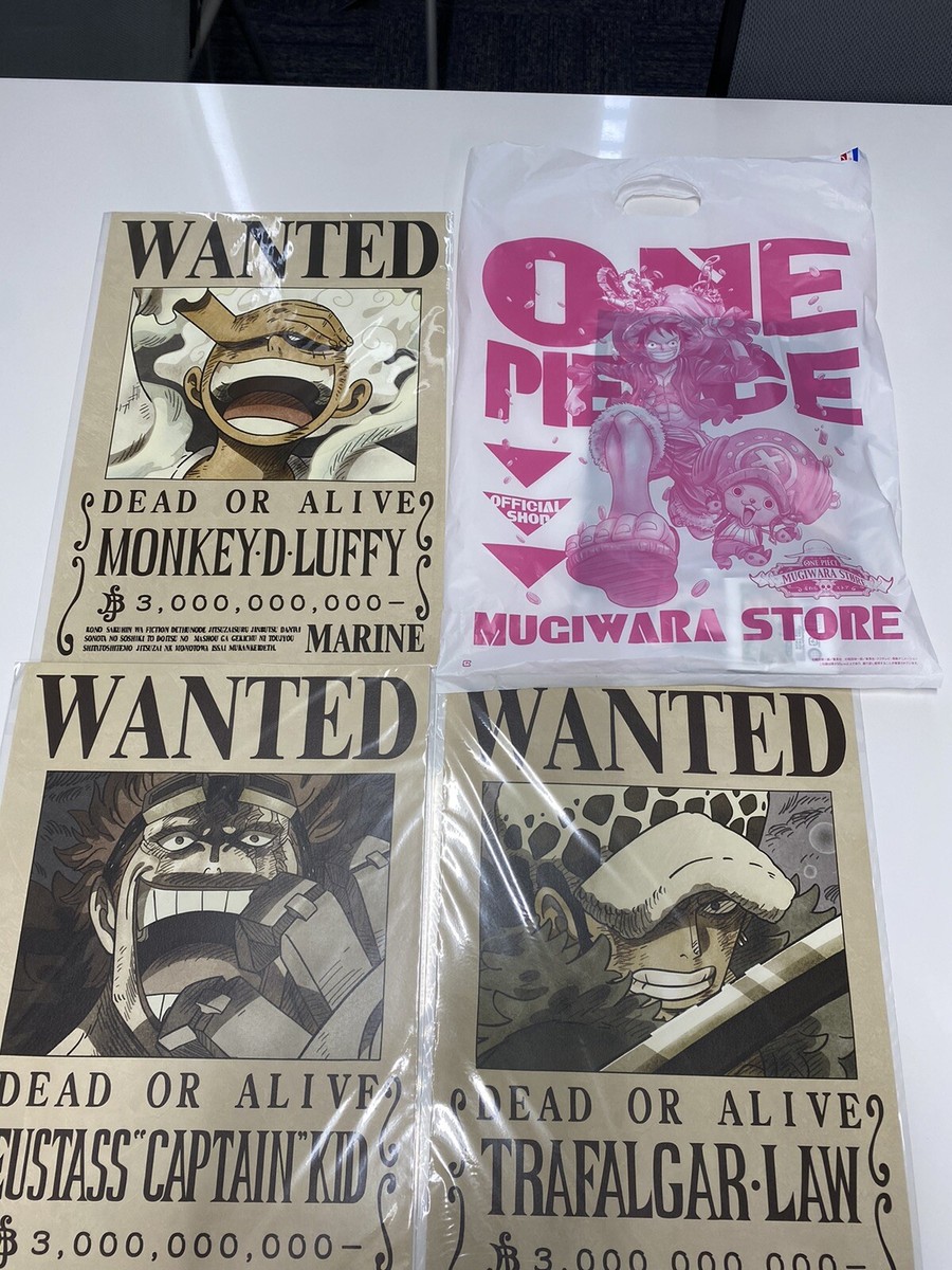 ONE PIECE WANTED POSTER Luffy Kid Law 3 billion rookie MUGIWARA