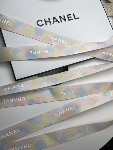 Chanel Oriol & Fontanel Ribbon Baby Pink/Blue/Yellow+White Logo SOLD BY YARD - Picture 7 of 15