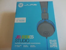 JLab - JBuddies Studio Wired Over-the-Ear Headphones - Gray/Blue lb