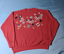 Vintage 1980s 1990s 80s 90s American Flag Americana Handmade Sweatshirt, XL