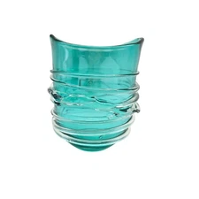 Murano Style Hand Made Art Glass Vase With Swirls 8 1/4" Tall 