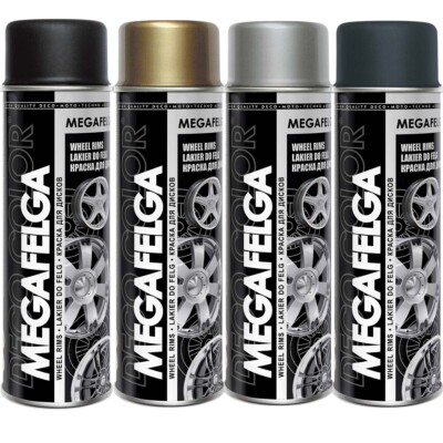 Deco Color 4er Sparpack MEGAFELGA 500ml Felgenlack Lackspray Sprühlack KFZ Spray
