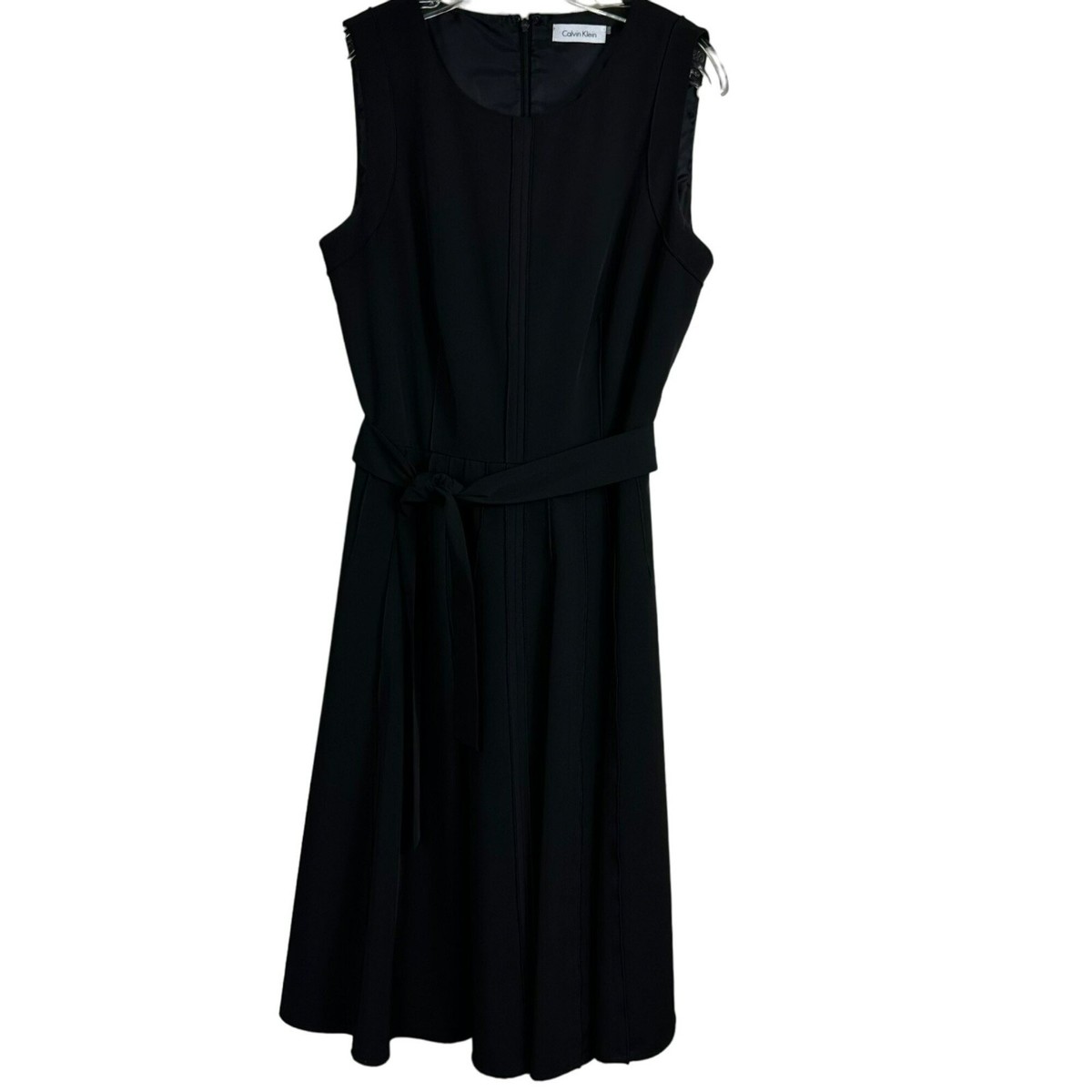 navy blue dress for baby girl Calvin Klein Black A-line Sleeveless Flared Plain Office Style Size 3P