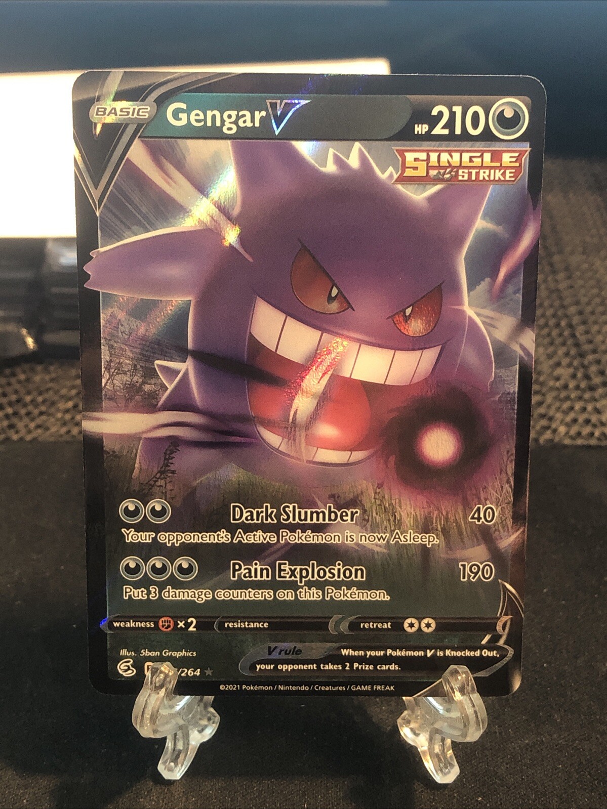 2021 Gengar V 156/264 Fusion Strike Pokemon Card SWSH Holo Rare