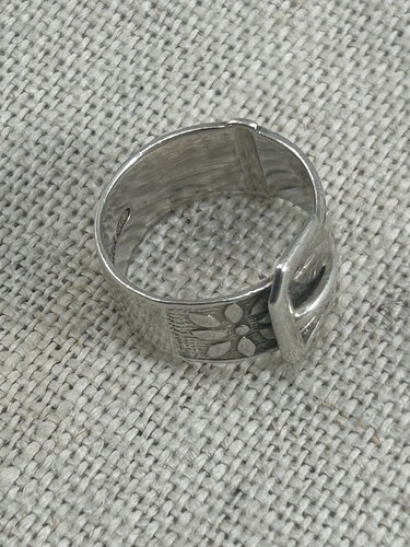 Anello fascia fibbia cintura argento sterling CPS VINTAGE anni 70 misura M 925 - Foto 11 di 13