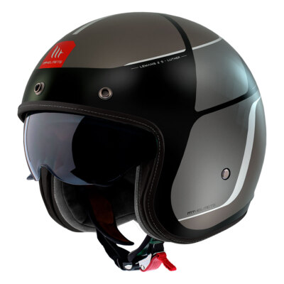 Jet Helmet MT Helmets Le Mans 2 SV S Luther B12 Black Matte Grey