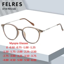 Men Women Round Anti Blue Light Myopia Nearsighted Glasses Full Frame Glasses