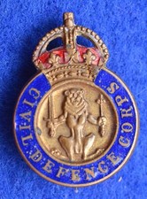 WW2 Era ~ Civil Defence Corp ~ Lapel Badge ~ Fattorini & Sons B'Ham