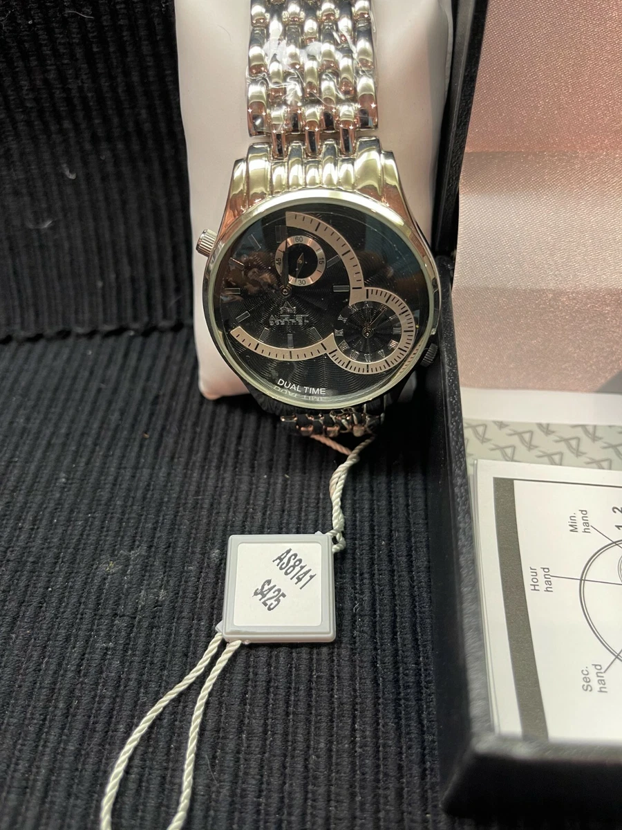 MEN S AUGUST STEINER AS8141 Quartz Dual Time SILVER Bracelet Watch