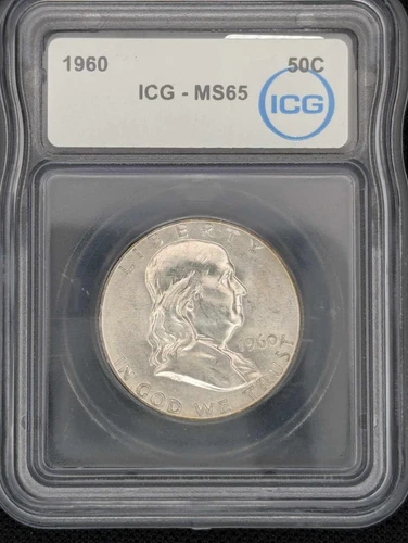 1960 Franklin Half Dollar 50c ICG MS65