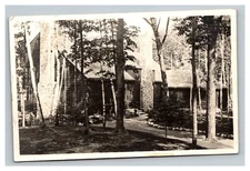 Vintage 1900's RPPC Postcard Large Forest Cabin Large Stone Chimneys
